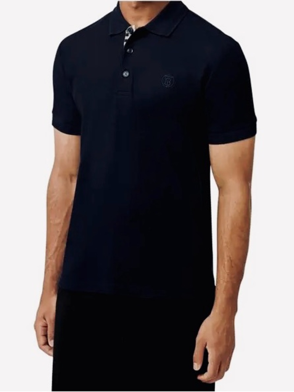 BURBERRY Logo Embroidered Short-Sleeved Black Piqué Preppy Polo Shirt EUC Sz XXL